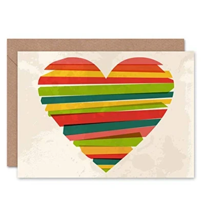 Image of Wee Blue Coo VALENTINES LOVE HEART MULTI COLOURED BLANK GREETINGS CARD