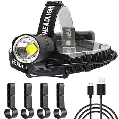 Image of WholeFire LED Head Torch 15000 Lumens XHP70 Headlamp Super Bright, 3 Modes IP65Waterproof Lamp USB Rechargeable Torches for Camping, Riding, Running, Walking The Dog, Fishing