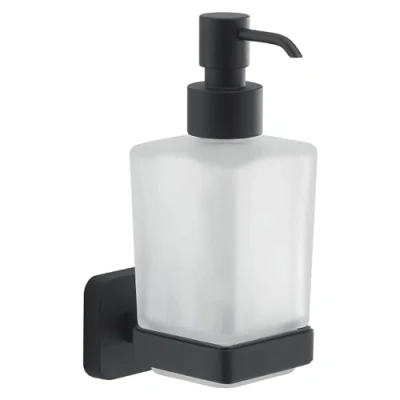 Image of Gedy Tonga Dispenser, Stainless Steel chromall Crystal, Dull Black, 6,3x11,7x17,3cm