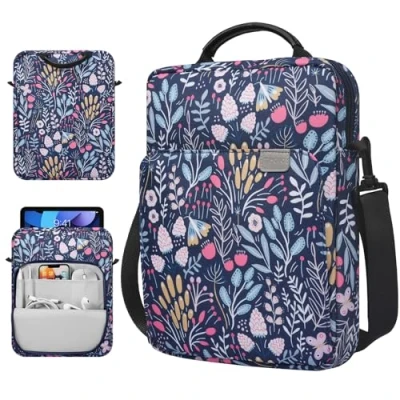 Image of TiMOVO 9 11 Inch Tablet Sleeve Bag with Shoulder Strap Fits iPad 10th Gen. 10.9&quot;, 9th/8th/7th 10.2&quot;, Air 11/Air 5th/4th 10.9&quot;,Galaxy Tab A9+/A9 Plus 11&quot;, Colorful Flower