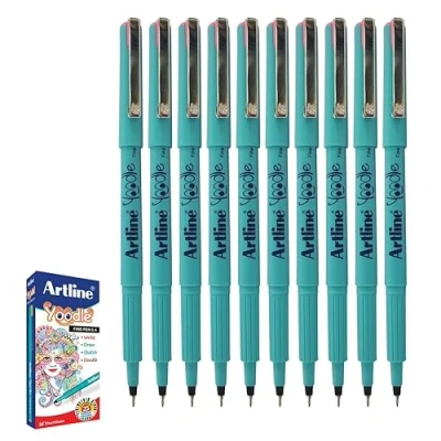 Image of artline Yoodle Fineliner Pens, PINK, Fine Point (0.4mm), Pack of 10, Ideal for Write Draw Sketch Doodle Draft Mark Sign, Perfect School Office Home Use