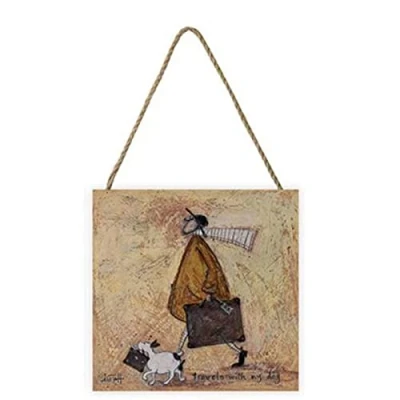 Image of Sam Toft Artwork (Travels with the Dog Design) 20cm x 3cm Woodblock Hanging Cord Official Merchandise