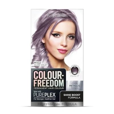 Image of Colour Freedom Metallic Silver Violet Permanent Hair Dye with PurePlex. Ultra Glossy Conditioning Colour. 100% grey coverage. By Knight &amp; Wilson.