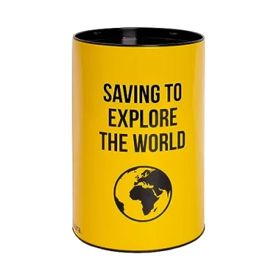 Image of Fisura Original Money Box. Large Steel Box for Adults. Tin Gift. Measures: 13 centimetres x 20 centimetres. (XXL Saving, Yellow)