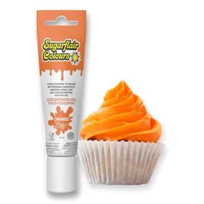 Image of Sugarflair Essentials Food Colouring Gel Orange Concentrated for Sugar Paste, Royal Icing, Buttercream, Cake Decorations, Cakes and More! Vibrant Colour Dye 25g