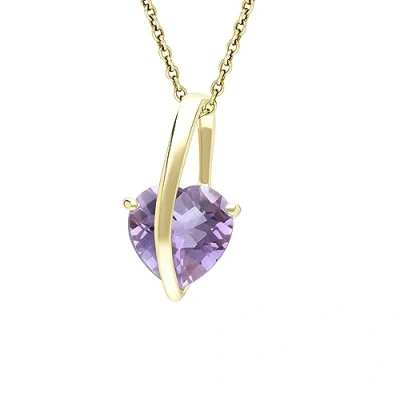Image of Ivy Gems 9ct Yellow Gold Pineapple Cut Amethyst Heart Pendant on 46cm Chain