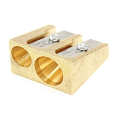 Image of Mobius + Ruppert Brass Double Hole Wedge Shaped Pencil Sharpener by &amp;