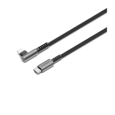Image of Cygnett Unite Lightning to USB C Cable, Right Angle, MFi Certified, Braided Nylon, 30W Fast Charging