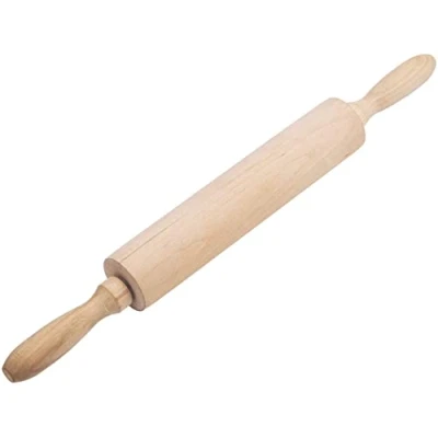 Image of Classic Wood Rolling Pin for Baking Professional Dough Roller with Handle, Essential Wooden Tool Making Cookie, Fondant, Pizza, Pastry, Pie, Bread, Tortilla, Pasta, etc