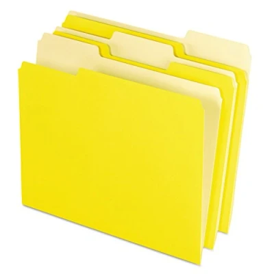 Image of Pendaflex Two Tone Color File Folders, Letter Size, Yellow, 1/3 Cut, 100 per Box (152 YEL)