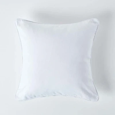Image of HOMESCAPES 100% Cotton Plain Off White Cushion Cover 45 x cm Square 18 Inches Ivory Sofa Pillow Washable