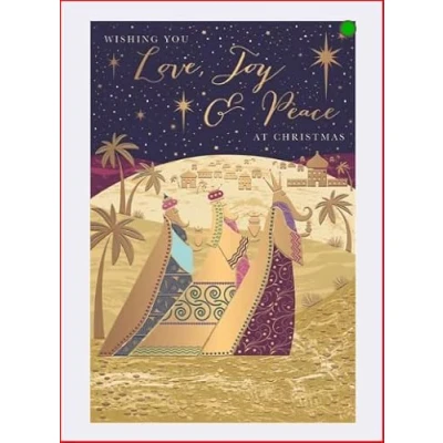 Image of Words N Wishes Religious Traditional Christmas Card Wishing You Love,Joy &amp; Peace at