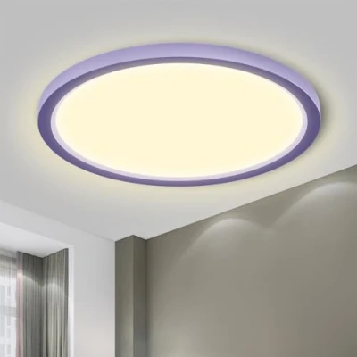 Image of LQWELL® Ceiling Light LED Lamp, IP44 Waterproof Bathroom Lamp Round Flat 18W 3000K 1600LM Modern Simple Thin for Living Room Bedroom Kitchen Office, 220 * 24mm (Purple)