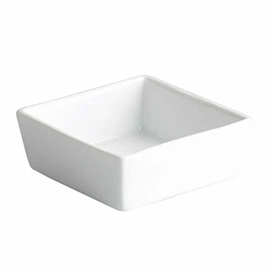 Image of Moonlight Square Dip Bowl White 8cm Small Porcelain Sauce Ramekin