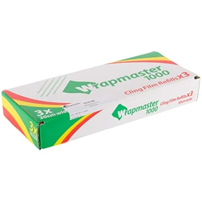 Image of Clingfilm for Wrapmaster Compact Dispenser Size: 305mm (12&quot;) wide. Length: 100 metres. Pack quantity: 3