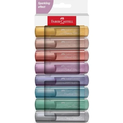 Image of Faber Castell 254678 Highlighter Set 46, Pack of 8, Metallic Colours, with Durable Chisel Tip, Line Width 1 5 mm, Refillable