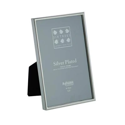 Image of Sixtrees 2 400 46 4 x 6 inch Cambridge Narrow Rim Solid Brass Silver Plated Photo Frame