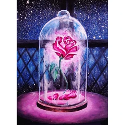Image of DIY 5D Diamond Art Painting Kits Full Drill, Crystal Rhinestone Embroidery Cross Stitch Craft Pictures for Adults Kids, Canvas Rose by Numbers Home Wall Decor 30x40cm