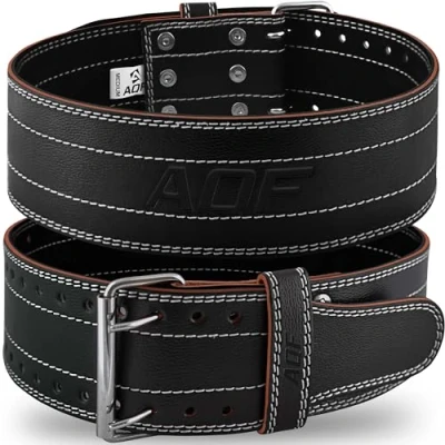 Image of AQF Weightlifting Belt for Men &amp; Women 6mm Thick 100% Genuine Leather Gym Weight Lifting, Powerlifting, Strength Training, Squat, Deadlift Workout, Bodybuilding (White, M)