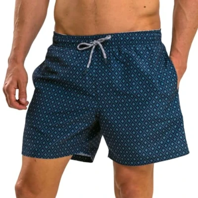 Image of RIPT Men&#039;s Performance Essentials Quick Dry UV 50 Sun Protection Swim Shorts Trunks, Airforce Blue Diamond Print, M