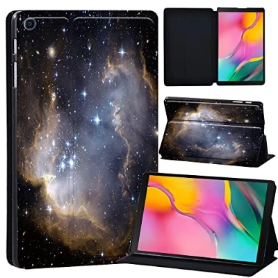 Image of Printed Leather slim lightweight Stand Cover Case for Samsung Galaxy Tab A 10.1 2019 (Model: SM T510 T515), with Function (Black) (star in dark brown sky)