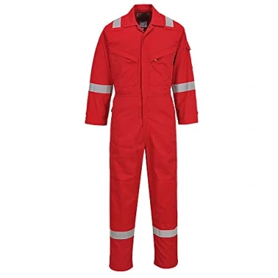 Image of Portwest Flame Resistant Light Weight Anti Static Coverall 280g Red Medium