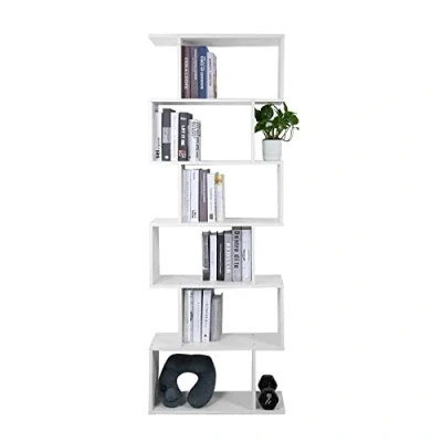 Image of Meerveil Bookcase, Bookshelf Free Standing Tall Wooden 6 Tier Display Shelf for Living Room Home Office 70 x 24 190.5 cm White