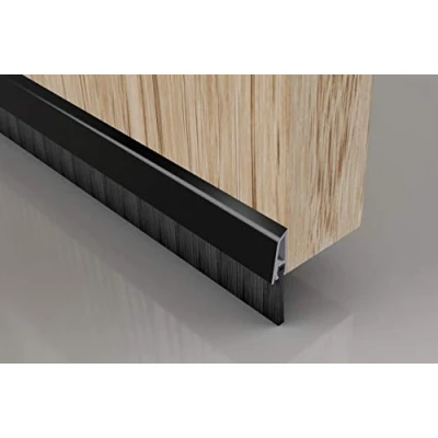 Image of STORMGUARD Concealed Fixed Brush Bottom Door Seal Draught Excluder Strip Black