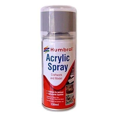 Image of Humbrol Satin Spray Paint AD6085 No 85 Black 150ml Model Paints for Plastic Kits, Fast Drying Modelling Crafting Surfaces Including Plastic, Fabric, Glass, Wood &amp; Metal Models