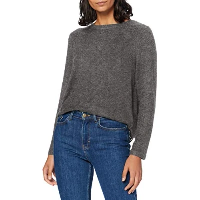 Image of ONLY Women&#039;s Onlmayea Life L/S Lace Pullover Cc KNT Sweater, Medium Grey Melange, S