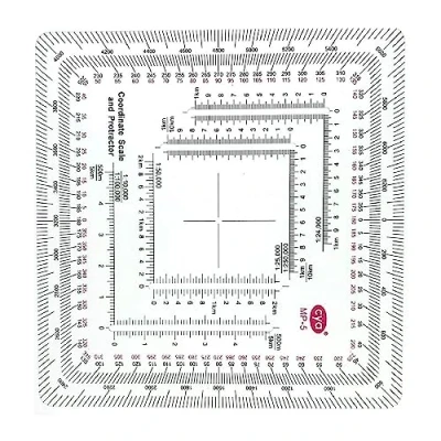 Image of MGRS Coordinate Scale Map Reading And Land Navigation Topographical Protractors Black Ruler