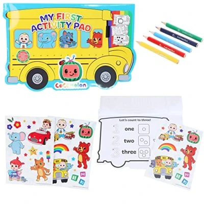 Image of Toyland® Cocomelon Activity Set A4 Pad, Pencils &amp; 2 Sticker Sheets Arts Craft Toys Travel
