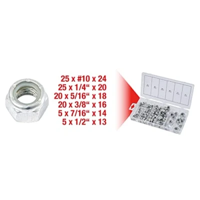 Image of KS Tools 970.0480 UNC self tightening nuts assortment, 100 pcs