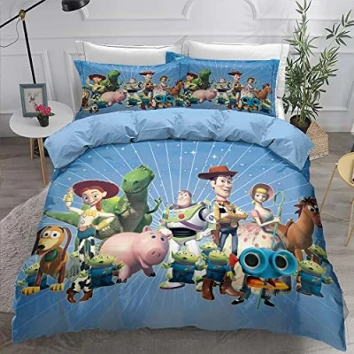 Image of 3 Pieces Super Soft Duvet Cover with Zipper Toy Story, 100% Microfiber Bedding Sets 2 Pillowcases 80x80cm (135x200cm(Single),Style 03)