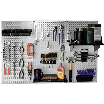 Image of Wall Control 30 WRK 400GB Standard Workbench Metal Pegboard Tool Organizer,Gray/Black