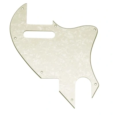 Image of Musiclily Pro 7 Holes Guitar Pickguard for Fender F Hole Hybrid Tele Style Electric Guitar, 4Ply Aged White Pearl