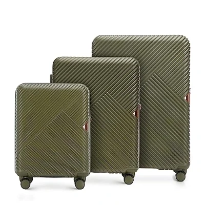 Image of WITTCHEN Travel Suitcase Carry On Cabin Luggage Hardshell Made of Polycarbonate with 4 Spinner Wheels Combination Lock Telescopic Handle GL Style Line Set 3 suitcases Olive Green