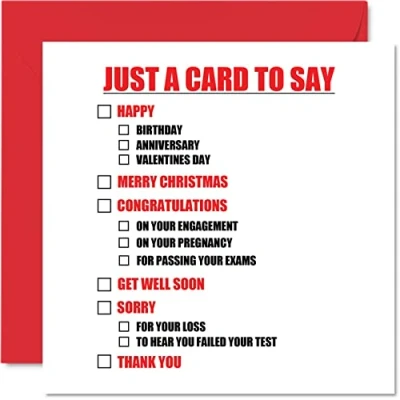 Image of Funny Birthday Cards for Men Women Multiple Choice Joke Card Mum Dad Brother Sister Friend Auntie Uncle, 145mm x Congratulations Anniversary Banter Humour Bday Greeting
