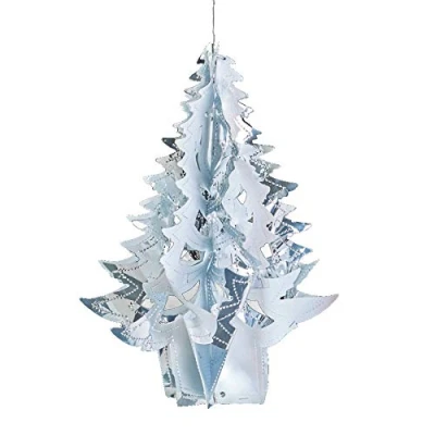 Image of Davies Silver/White Christmas 2 Tone Foil Ceiling Decorations 40cm Tree