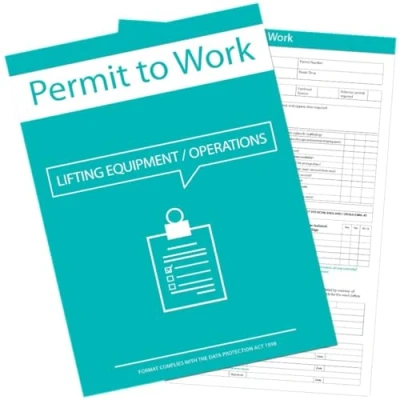 Image of Lifting Equipment Permit To Work Forms, 3 Part Forms Original/2 Carbon Copies, Card Backing For Seperating, Supplied In Packs of 10