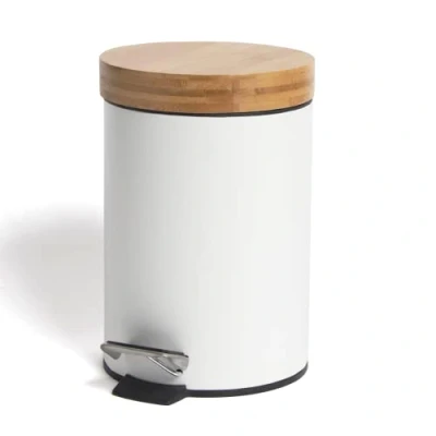 Image of Swan household ® Pedal Bin 3L with Bamboo Top and Plastic Rubbish for Bathroom