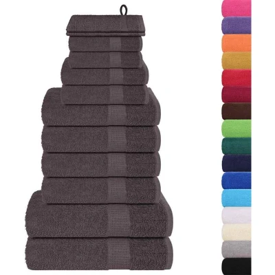 Image of vidaXL 12 Piece Towel Set Anthracite 360 gsm 100% Cotton