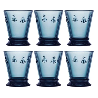 Image of La Rochere Set of 6 Blue Bee Tumblers
