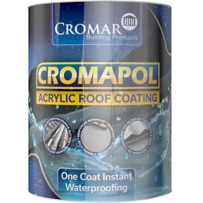 Image of CROMAR Cromapol Fibre Free Acrylic Roof Coating Liquid Waterproofing Solution White 2.5 KG