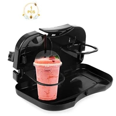 Image of Ruicaifu 1PCS Car Backseat Table, Black Foldable Tray Multifunctional Folding Cup Drink Holder for Phone Food Bottle Meal(25.5cm x 15.5cm)