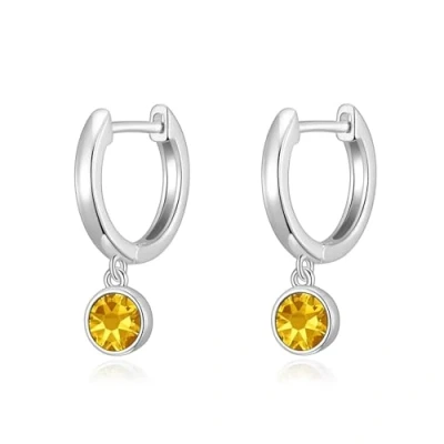 Image of Philip Jones Yellow Crystal Hoop Earrings Created with Zircondia® Crystals