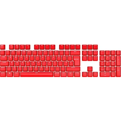 Image of Corsair PBT DOUBLE Shot PRO Keycap Mod Kit (Double Keycaps, Standard Bottom Row Compatibility, Textured Surface, 1.5mm Thick Walls with Backlit Font, O Ring Dampeners Included) ORIGIN Red