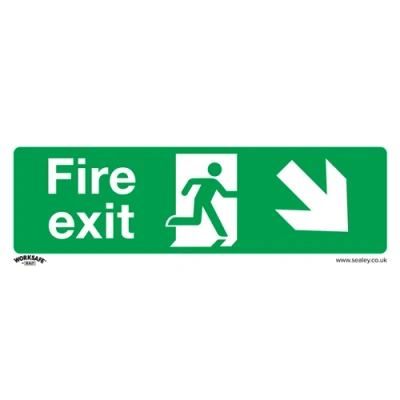 Image of Worksafe Safe Conditions Safety Sign Fire Exit (Down Right) Rigid Plastic