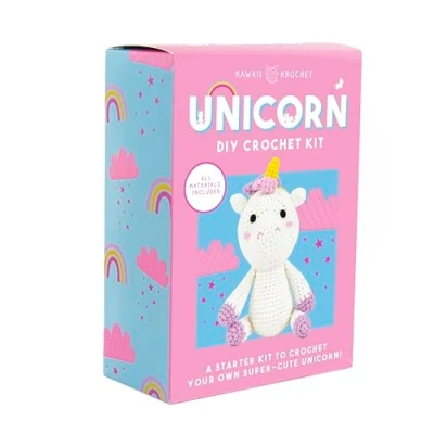 Image of DIY Unicorn Crochet Kit Stitch Your Own Magical Kawaii Unicorn! Fun Craft Set Unique Gift for Kids and Adults