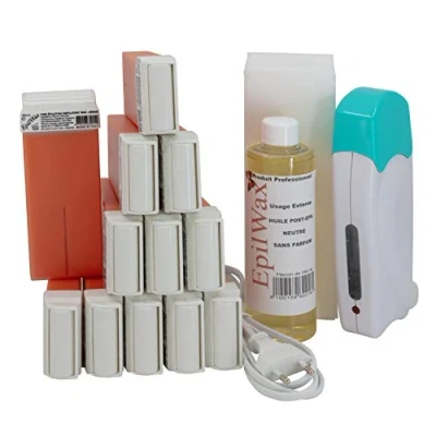 Image of EpilWax Solo Complete waxing Kit: 1 professional wax heater, 12 x 100 ml Argan Roll On, strips, 250 bottle of after oil (Solo Series 12)